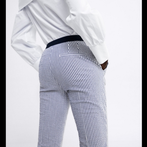 Zara Jogger Waist White and Navy Trousers xs - Picture 9 of 10